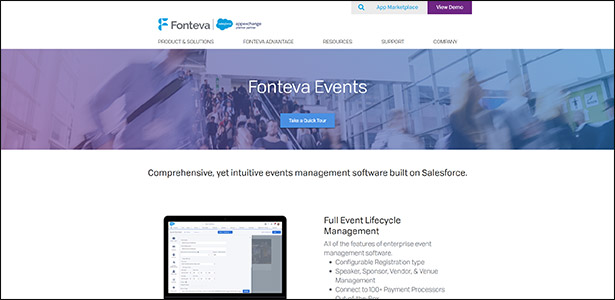 The Fonteva events homepage, the best Blackthorn Events alternative that is native to Salesforce.