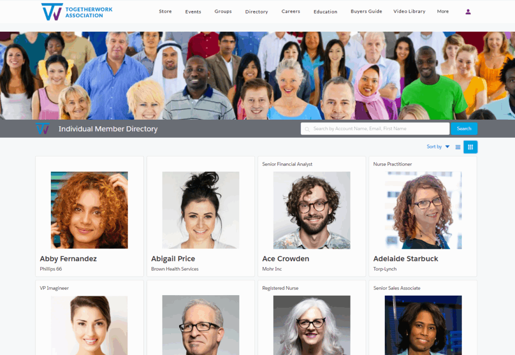 An example of a more polished, well-designed membership directory.