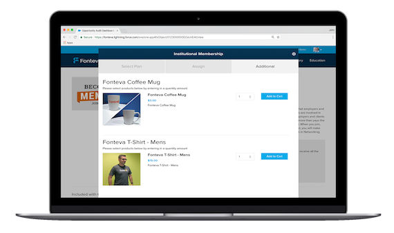 Screenshot of an association eCommerce shop.