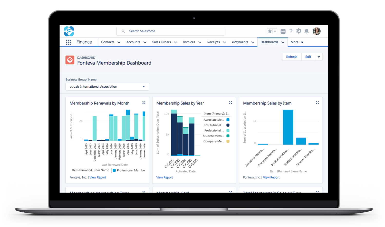 A screenshot of Fonteva’s Salesforce AMS.